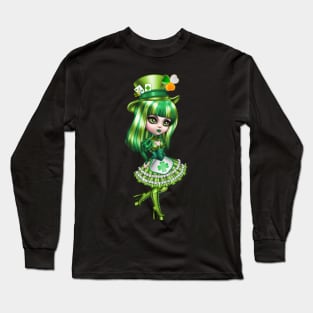 St Patricks Day Girls Anime manga green dress Long Sleeve T-Shirt